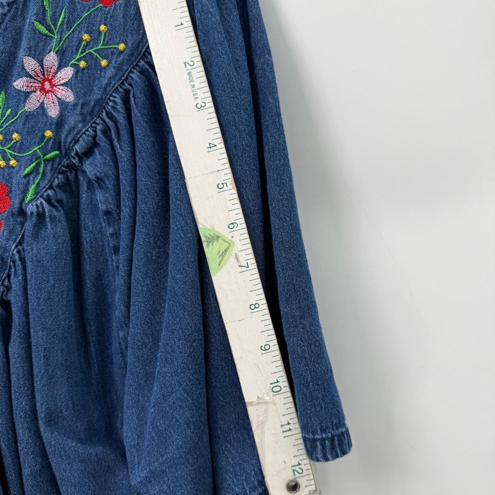 Country Store Denim Floral Embroidered Dress Womens 1X Flowy Boho Cottagecore - Picture 7 of 11